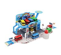 Cartoons the Little Bus Pull-Back Playset - Bus Station Parking Lot with Two Random Cars