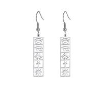 Cartouche Dangle Drop Earrings for Women Eye of Horus/Ankh Cross Studs Earrings Cartouche Personalized Name Earrings Hieroglyph Ancient Egyptian Amulet Jewelry Gift (Cartouche silver1)