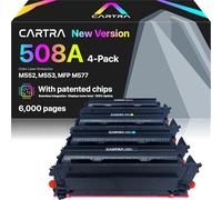 CARTRA 508A Toner Cartridges 4 Pack, Compatible Replacement for 508A Cyan Magenta Black Yellow Ink Cartridges for Color Printers, Work with Color Laser Printer M553 M577, Flow MFP M577 Series