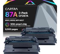 CARTRA 87A Toner Cartridge Black CF287A 2-Pack with Smart Chip, Compatible Replacement for 87A Black Toner Cartridge for HP Printer Models M506, MFP M527, and Flow MFP M527 Series, Office Supplies Use