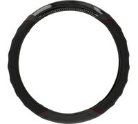 Cartrend 60295 Premium Steering wheel cover with finger grip, red seam, black/carbon