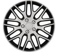 cartrend Branch 15 Inch Special ABS Quality Impact Resistant Dual Layer Metallic Painted Over Paintable Steel Wheel Trims (Set of 4), black/silver