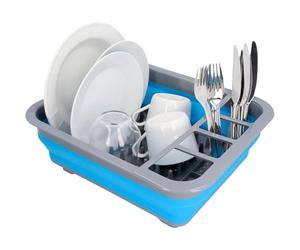 Cartrend Foldable Dish Drainer for Plates, Glasses, Cups, Cutlery, Camping, Caravan, Motorhome Accessories