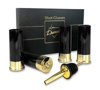 Cartridge Case Shot Glasses Set with Gift Box, Alcohol Pourer, Schnapps for Men and Women, Wedding, Father's Day Gift, Christmas Gifts for Men, Hunters, Plastic Glasses Shot Cups