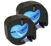 Cartridges Kingdom 2 Compatible 91205 S0721650 12mm x 4m Black on Blue Plastic Label Tapes for DYMO LetraTag Printers