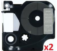 Cartridges Kingdom 2 Compatible D1 45020 12mm x 7m White on Clear Label Tapes for DYMO Label Printers