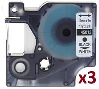 Cartridges Kingdom 3 Compatible D1 45013 12mm x 7m Black on White Label Tapes for DYMO Label Printers