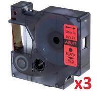 Cartridges Kingdom 3 Compatible D1 45017 12mm x 7m Black on Red Label Tapes for DYMO Label Printers