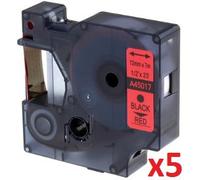 Cartridges Kingdom 5 Compatible D1 45017 12mm x 7m Black on Red Label Tapes for DYMO Label Printers