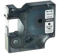 Cartridges Kingdom Compatible D1 45010 12mm x 7m Black on Clear Label Tape for DYMO Label Printers