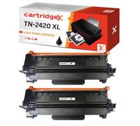 CartridgeX Compatible 2 Pack Black Toner Cartridge Replacement For Brother TN-2420 Extra High Capacity 2 x 6000 Pages for HL-L2310D HL-L2350DW HL-L2370DN HL-L2370DW HL-L2370DWXL HL-L2375DW MFC-L2750DW