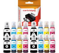 Cartridgex Compatible Ink Bottle Set Replacement For Epson 102 16 Pack (4 Full CMYK Sets) for EcoTank ET-2850 ET-2851 ET-2856 ET-2950 ET-2951 ET-2955 ET-2956
