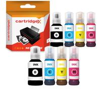 Cartridgex Compatible Ink Bottle Set Replacement For Epson 102 8 Pack (2 Full CMYK Sets) for EcoTank ET-2850 ET-2851 ET-2856 ET-2950 ET-2951 ET-2955 ET-2956