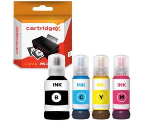 Cartridgex Compatible Ink Bottle Set Replacement For Epson 102 Black Cyan Magenta Yellow for EcoTank ET-2850 ET-2851 ET-2856 ET-2950 ET-2951 ET-2955 ET-2956