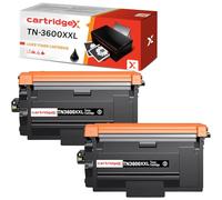 Cartridgex Compatible Toner Cartridge 2-Pack Replacement For Brother TN-3600XXL Extra High Capacity for DCP-L5510DW HL-L5210DN HL-L5210DW HL-L5215DN HL-L6210DW HL-L6410DN HL-L6415DN - Black