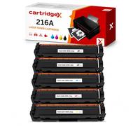 Cartridgex Compatible Toner Cartridge Set Replacement For HP 216A W2410A W2411A W2412A W2413A CMYK + Extra Black 5 Pack for Color LaserJet Pro M155nw M180 M182n M182nw MFP M183fw