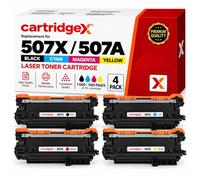 Cartridgex Compatible Toner Set Replacement For CE400X-CE403A HP 507X 507A | 4 Pack CMYK, 11000 Black & 7000 Colour Pages, Consistent Output, Easy Installation