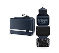 Carttiya Hanging Travel Toiletry Bag - Large Wash Bag for Men and Women, Waterproof Foldable Cosmetic Bag Make up Toiletry Bag with Hook for Business Trip, Gym, Vacation and Household (Dark Blue)
