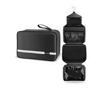 Carttiya Hanging Travel Toiletry Bag - Large Wash Bag for Men and Women, Waterproof Foldable Cosmetic Bag Make up Toiletry Bag with Hook for Business Trip, Gym, Vacation and Household (Black)