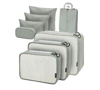 Carttiya Packing Cubes for Suitcase, 8PCS Waterfoor Travel Organiser, Machine Washable Durable Suitcase Organiser Bags with Shoe Bag, Cosmetic Bag (Light Grey)