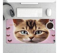 Carttoon Cat Desk Pad Protector Non-Slip Gaming Desk Mat Waterproof Desktop Mat for Keyboard and Mouse Large Mousepad Smooth Writing Pad for Home Office Work(23.6 X 13.8)