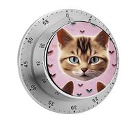 Carttoon Cat Kitchen Timers for Cooking 60 Minute Wind Up Timer, Magnetic Back, Visual Mechanical Timer with Loud Alarm, Manual Countdown Timers for Classroom Home Gym Tanning