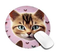 Carttoon Cat Mouse Pad Waterproof Gaming Mousepad with Non-Slip Rubber Base Round Computer Mouse Mat for Office Latop Mousepads Washable Cloth Desk Pad 8 x 8 in
