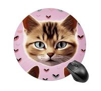 Carttoon Cat Round Gaming Mouse Pad Non-Slip Rubber Base Mousepad Travel Office Mousepads for Desk Funny Waterproof Computer Mouse Mat Cute Laptop Mouspad 7.8x7.8 Inch