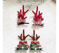 Carufin Christmas Hairpin Simulation Antlers Hair Clips Bowknot Christmas Tree Crystal Snowflake Headdress Party Decorative for Women Girls(2 Pairs) (A)