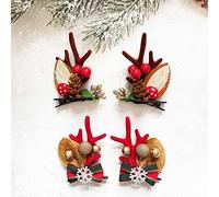 Carufin Christmas Hairpin Simulation Antlers Hair Clips Bowknot Christmas Tree Crystal Snowflake Headdress Party Decorative for Women Girls(2 Pairs) (B)