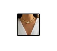 Carufin Hip-hop Sphere Pendant Necklace Bracelets Multi-layer Chunky Choker Necklaces Thick Chains Jewelry for Women and Girls (Gold Necklace)