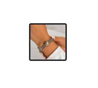 Carufin Hip-hop Sphere Pendant Necklace Bracelets Multi-layer Chunky Choker Necklaces Thick Chains Jewelry for Women and Girls (Silver Bracelet)