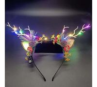 Carufin LED Light up Headwear Glowing Reindeer Antlers Hair Accessories Luminous Tiara Christmas Party Hair Hoop Headband for Women (Colour light B)