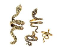 Carufin Vintage Snake Ring Set Animal Finger Joint Rings Stackable Knuckle Rings Jewelry for Women and Girls(Pack of 4) (Gold)