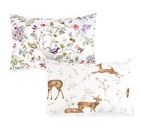 CARUILI 2 Pack Toddler Pillowcases Fit 14 x19, 14 x 20 Iches Kids Pillow, Soft & Breathable Small Pillow Cases for Kids Boys Girls, Envelope Closure Travel Pillow Cover, Woodland Animal