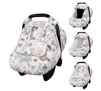 CARUILI Car Seat Cover Baby Girl Boy, Warm Winter Carseat Cover for Baby, Kick-Proof Infant Car Seat Cover with Peep Window, Windproof & Cozy, Gray Animals