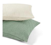 CARUILI Muslin Toddler Pillowcase for 13 X 18 Pillow, 2 Pack Small Travel Pillow Cases Covers with Envelope Closure, Soft & Breathable Kids Pillowcase for Girls Boys, Apricot & Green