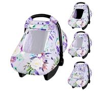 CARUILI Purple Floral Waterproof Car Seat Cover for Babies, Windproof and Kick-Proof, Universal Fit, Soft Mink Plush Material