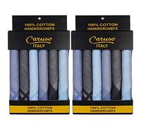 Caruso Italy Men's Italia Denim 100% Pure Cotton Handkerchief (Multicolor) (Light Denim, 12)