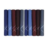 Caruso Italy Men's Luxury 100% Pure Cotton Handkerchief Dark Base with Colored Border - Pack of 10