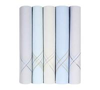 Caruso Italy Men's Luxury 100% Pure Cotton Handkerchief Light Base with Colored Border - Pack of 5