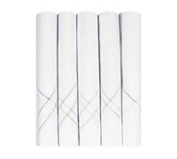 Caruso Italy Men's Luxury 100% Pure Cotton Handkerchief White Base with Colored Border - Pack of 5