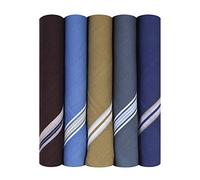 Caruso Italy Men's Premium 100% Pure Cotton Handkerchief Dark Base with Colored Border - Pack of 5 (46x46 cm)