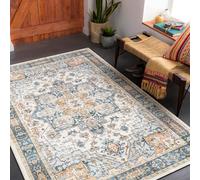 Carvapet Hallway Runner Rug 90x150cm Non Slip Long Carpet Runner Washable Blue Area Rug Soft Microfiber Vintage Medallion Floor Carpet Runner Rug for Living Room Corridor Entryway