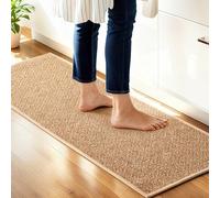 Carvapet Kitchen Mats for Floor, Super Absorbent Kitchen Rugs Non Slip Washable, Rubber Backing Soft Oatmeal Braided Kitchen Floor Mat Standing Mat Sink Mat(Brown,43 * 90cm)