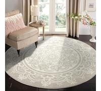 Carvapet Round Area Rug 150cm/5ft Soft Fluffy Circle Carpet Rug Short Pile Non Slip Washable Bohemian Mandala Floor Round Rugs for Living Room Bedroom(Grey)