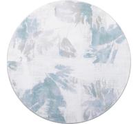 Carvapet Washable Round Area Rug 150cm/5ft Soft Fluffy Circle Carpet Rug Printed Short Pile Non Slip Floor Round Rugs for Entryway Living Room Bedroom(Haze Blue)
