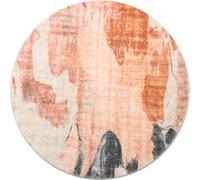 Carvapet Washable Round Area Rug 150cm/5ft Soft Fluffy Circle Carpet Rug Printed Short Pile Non Slip Floor Round Rugs for Entryway Living Room Bedroom(Orange)