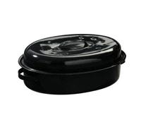 Carvara 42cm Black Enamel Self Basting Roaster with Rack