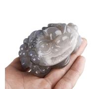 Carved Agate Geode Money Toad (Jin Chan) Crystal Lucky Fortune Statue for Home Office Decor, Wealth & Success Charm, Feng Shui Ornament,350g Gemstone Stone